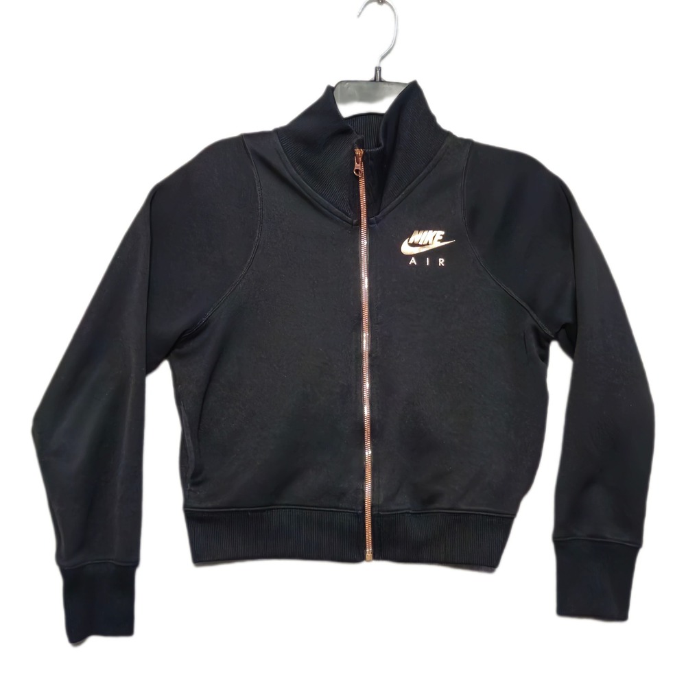 Nike Air Track Jacket Women XS Black Rose Gold Zip CD8850-010 Sporty Athleisure